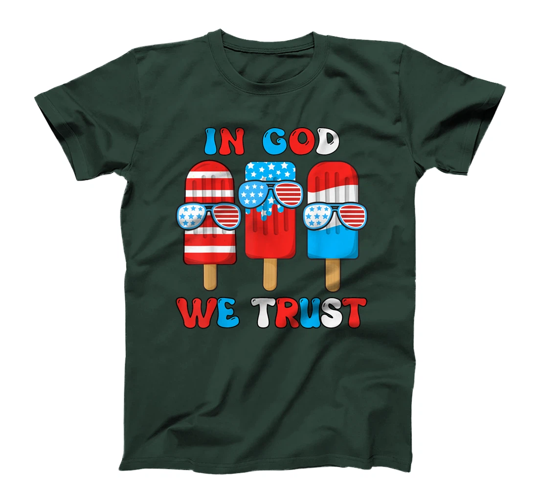 Toddler Boy In God We Trust Funny 4th July Popsicle Kids T-Shirt