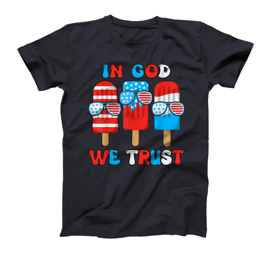 Toddler Boy In God We Trust Funny 4th July Popsicle Kids T-Shirt