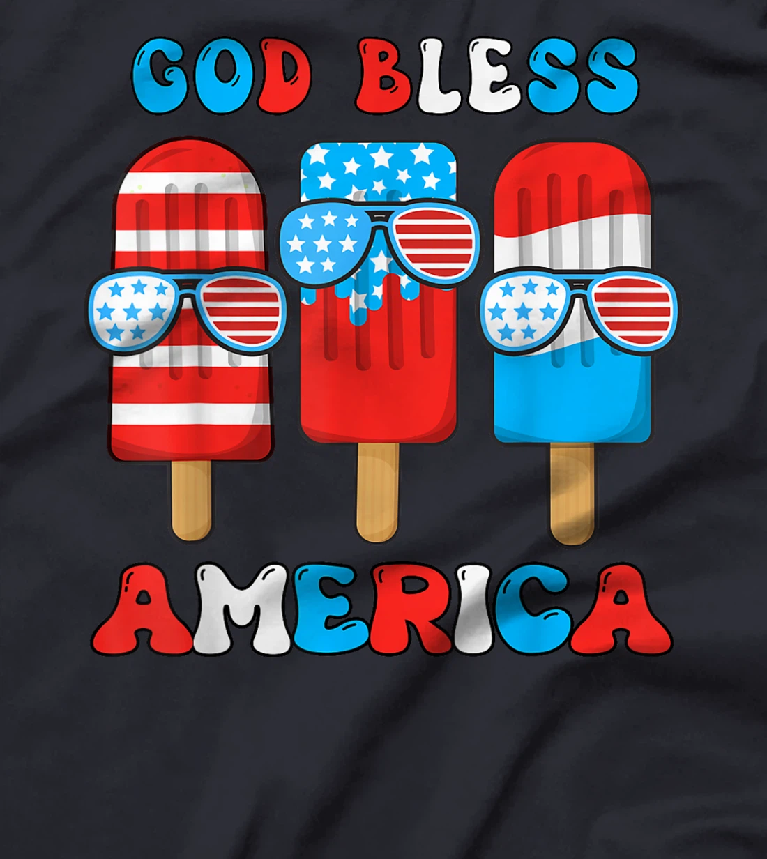 God Bless America Funny 4th July Popsicle Kids Boy Toddler T-Shirt