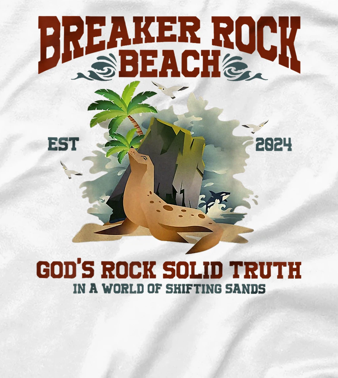 God's Rock Solid Beach VBS 2024 Retro Breaker Rock Beach T-Shirt
