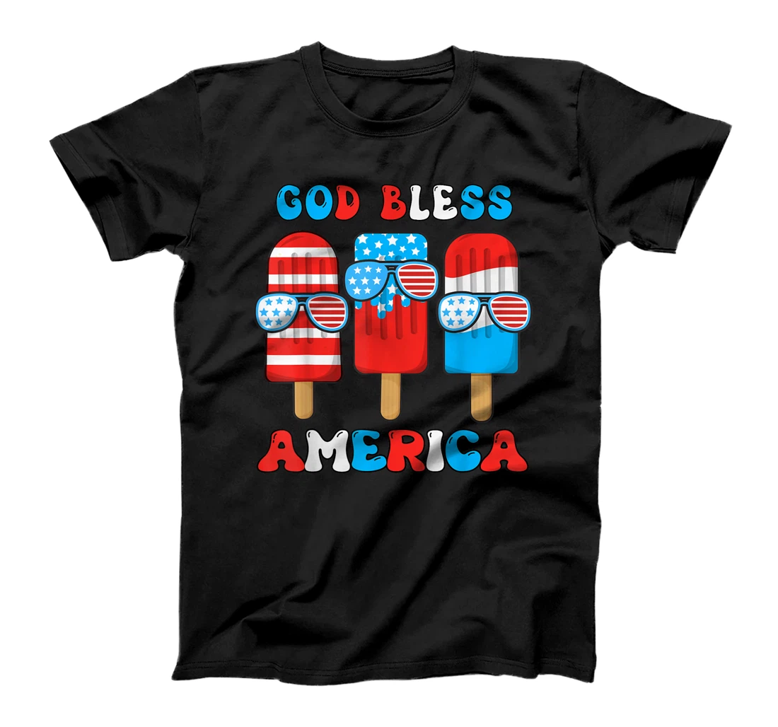 God Bless America Funny 4th July Popsicle Kids Boy Toddler T-Shirt