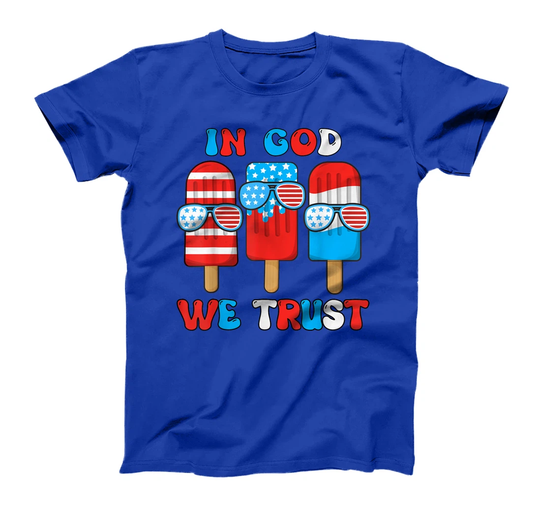 Toddler Boy In God We Trust Funny 4th July Popsicle Kids T-Shirt