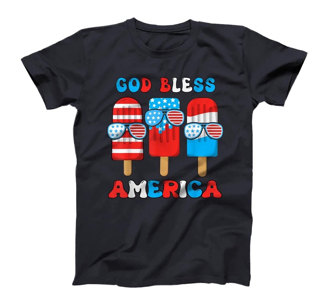 God Bless America Funny 4th July Popsicle Kids Boy Toddler T-Shirt