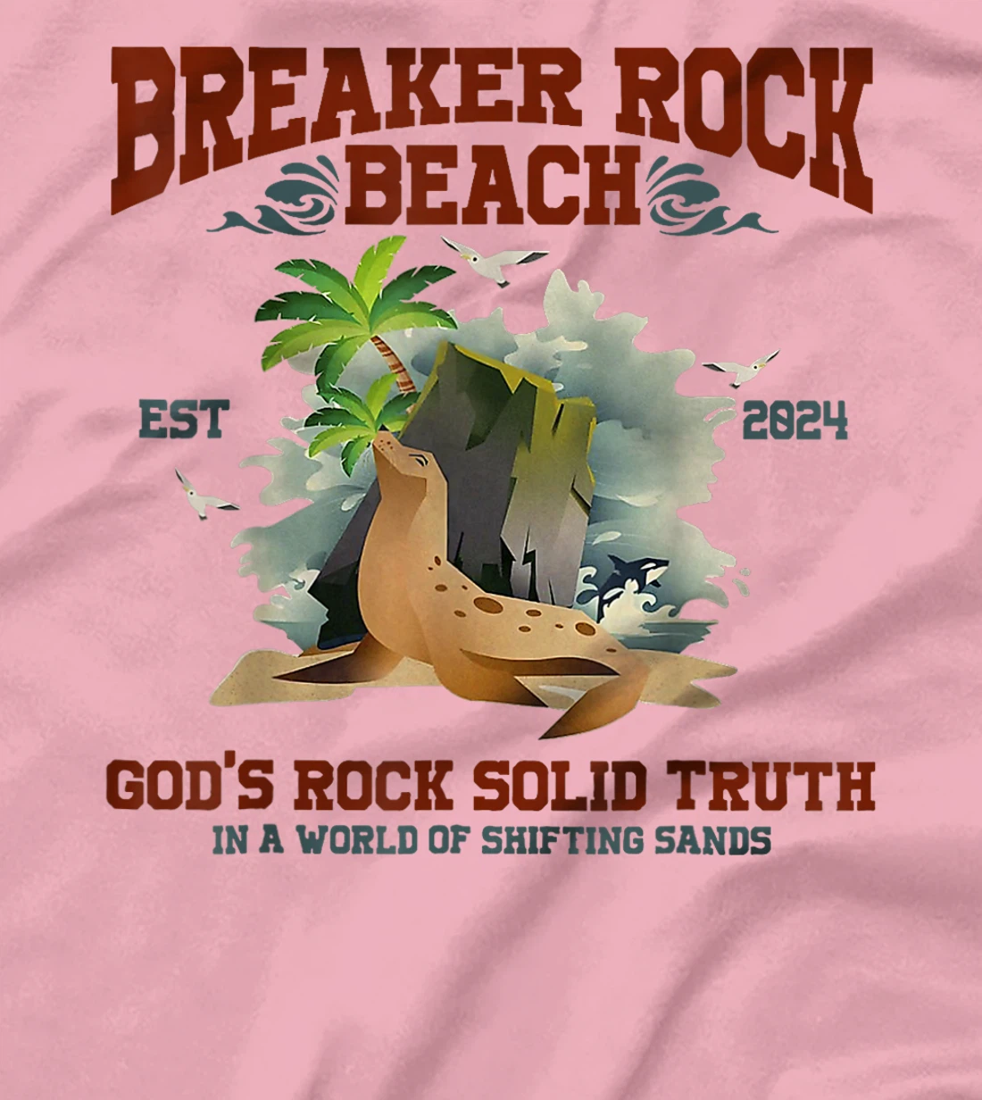 God's Rock Solid Beach VBS 2024 Retro Breaker Rock Beach T-Shirt