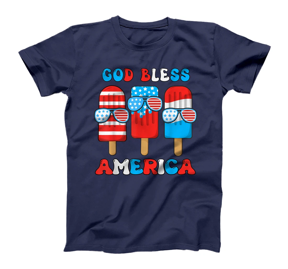 God Bless America Funny 4th July Popsicle Kids Boy Toddler T-Shirt