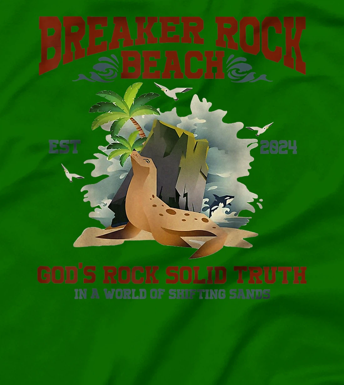 God's Rock Solid Beach VBS 2024 Retro Breaker Rock Beach T-Shirt