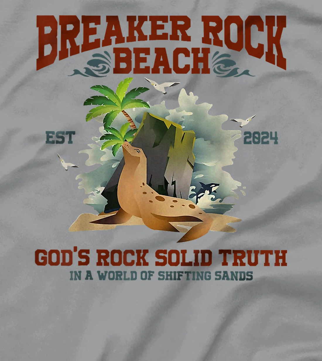 God's Rock Solid Beach VBS 2024 Retro Breaker Rock Beach T-Shirt