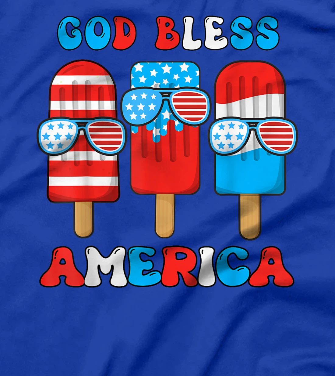 God Bless America Funny 4th July Popsicle Kids Boy Toddler T-Shirt