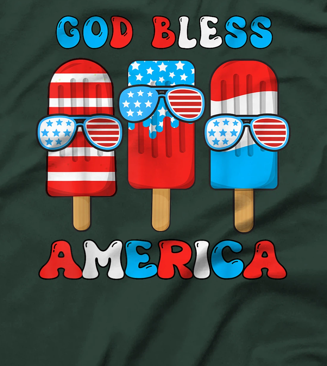 God Bless America Funny 4th July Popsicle Kids Boy Toddler T-Shirt