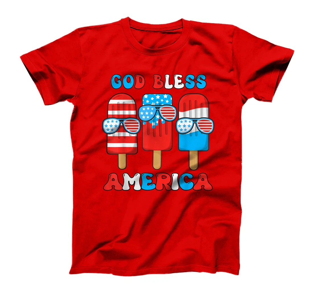 God Bless America Funny 4th July Popsicle Kids Boy Toddler T-Shirt