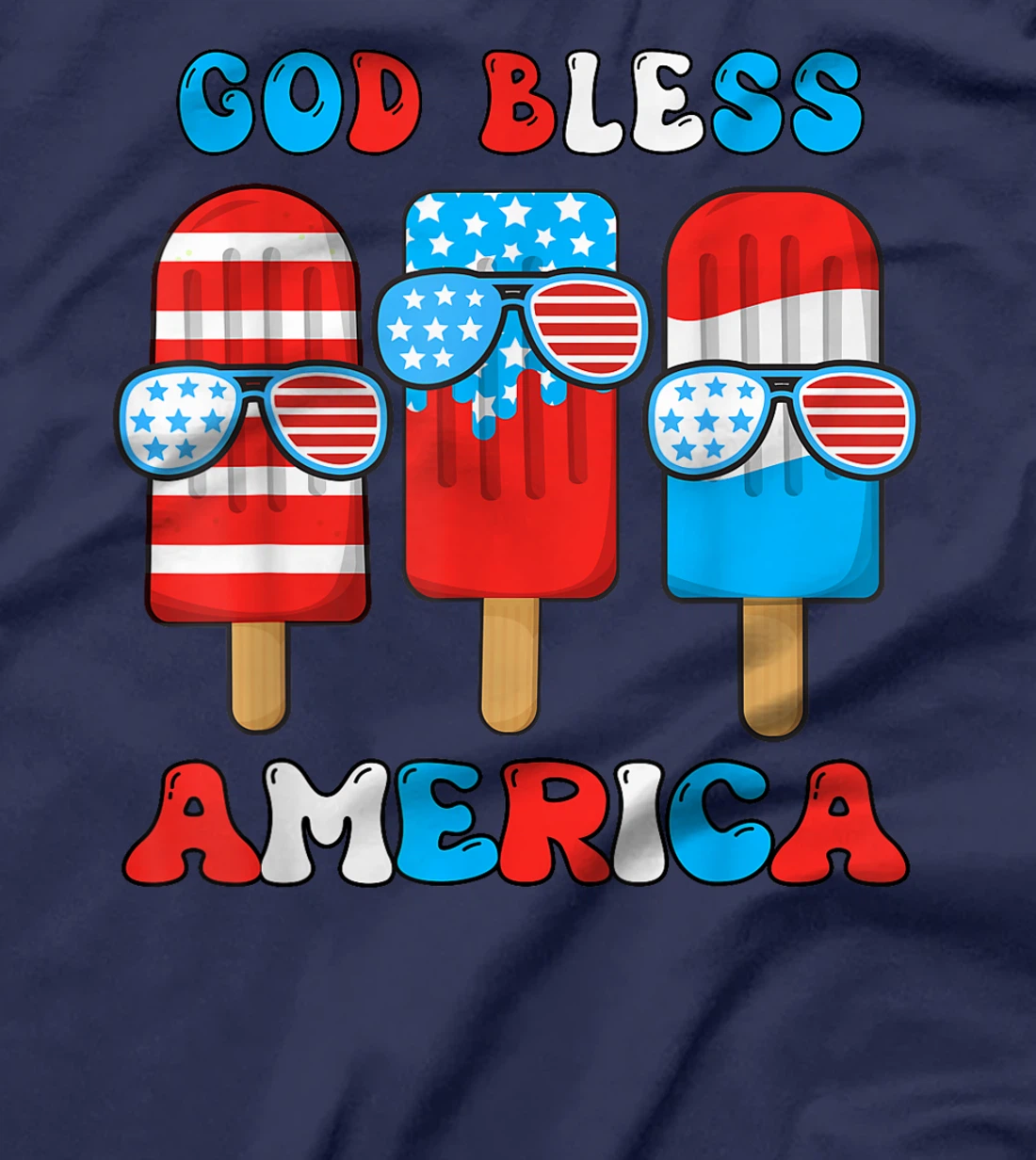 God Bless America Funny 4th July Popsicle Kids Boy Toddler T-Shirt