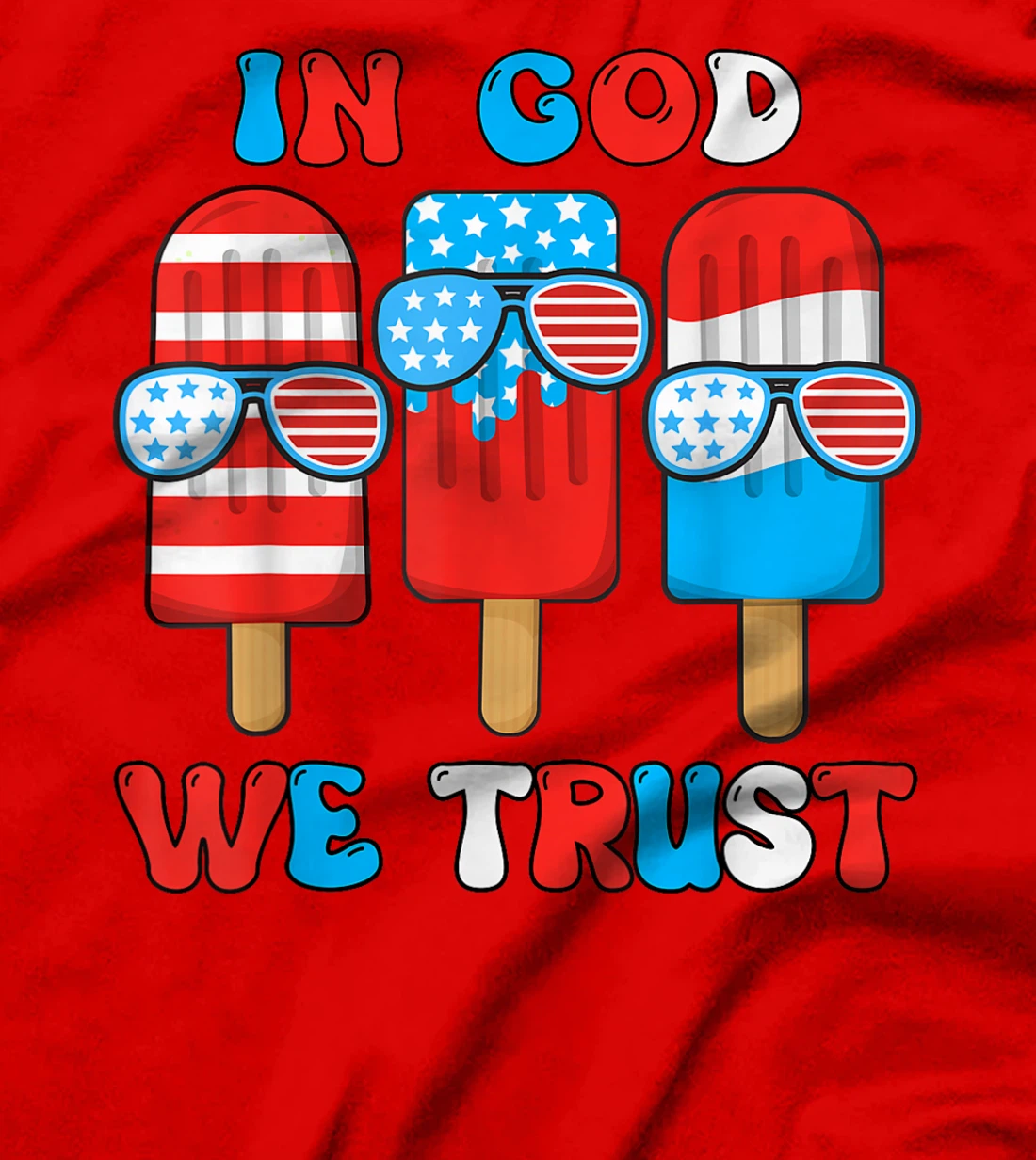 Toddler Boy In God We Trust Funny 4th July Popsicle Kids T-Shirt