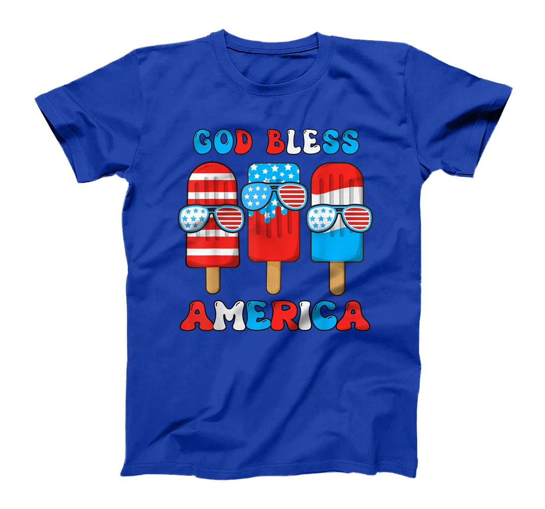God Bless America Funny 4th July Popsicle Kids Boy Toddler T-Shirt