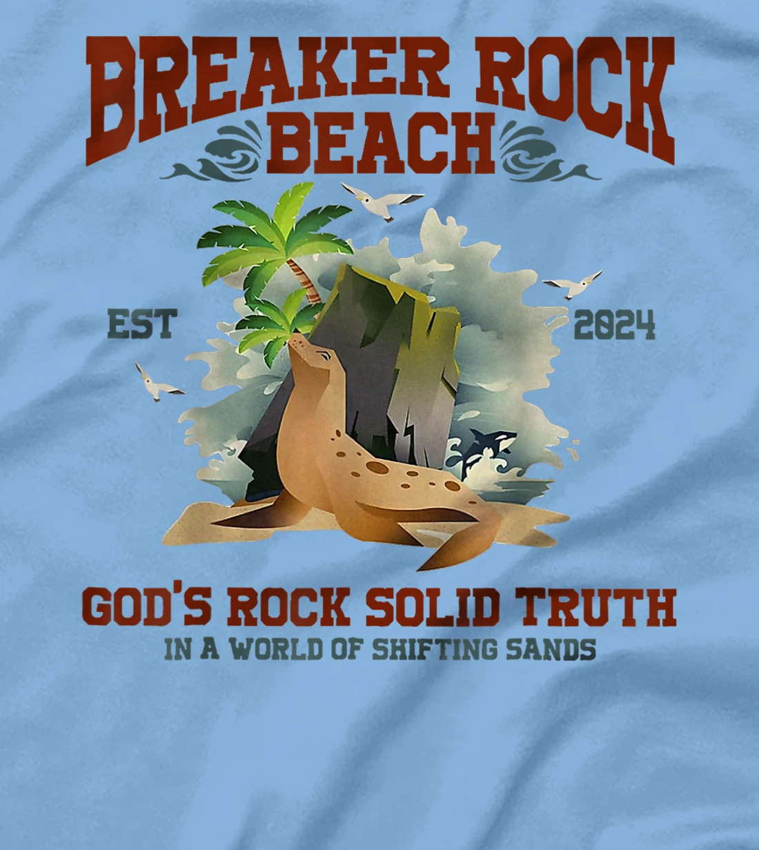 God's Rock Solid Beach VBS 2024 Retro Breaker Rock Beach T-Shirt