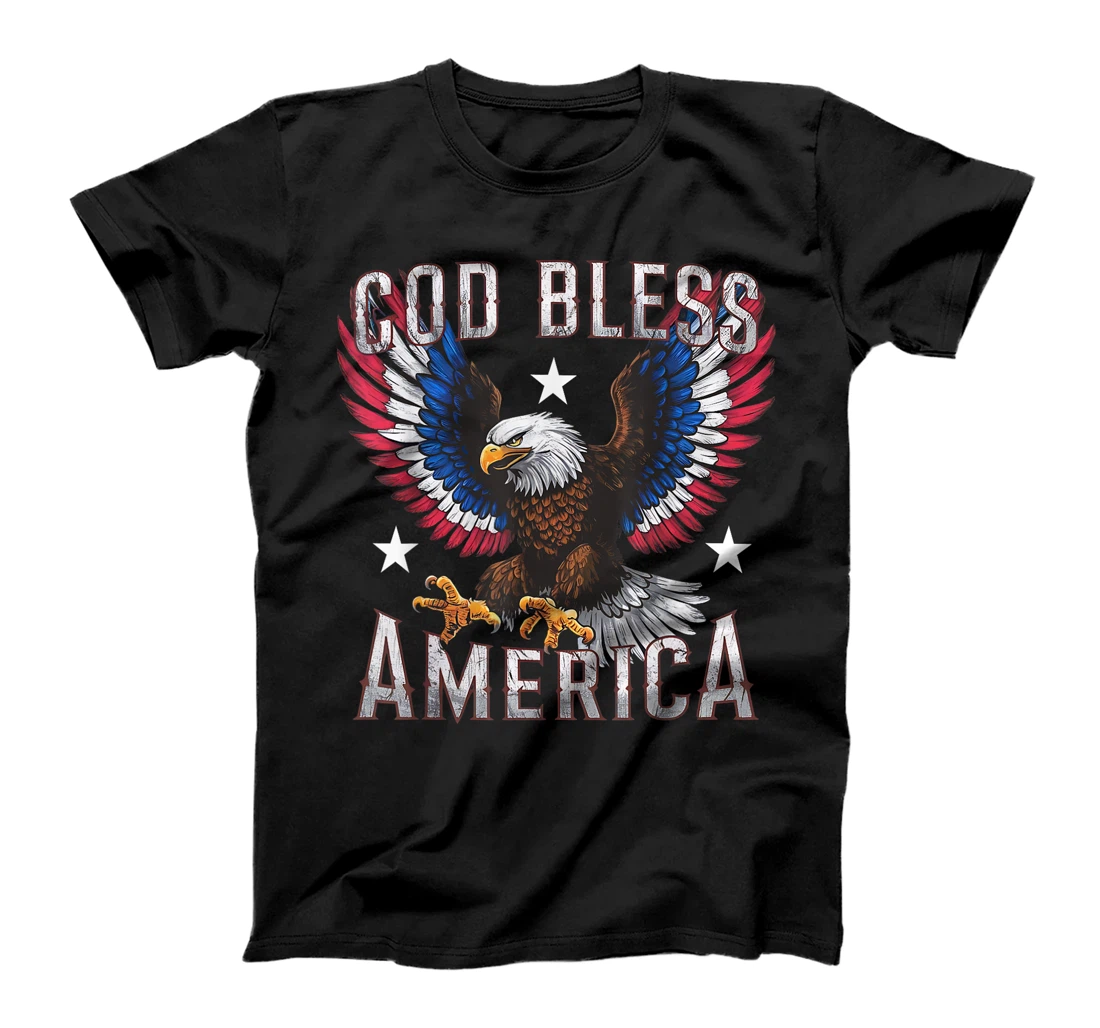 God Bless America Flying Eagle American Flag 4th of July T-Shirt