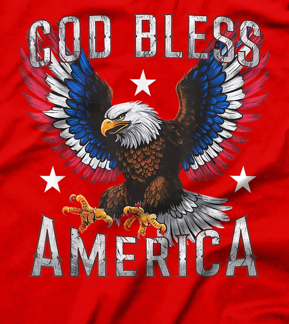 God Bless America Flying Eagle American Flag 4th of July T-Shirt