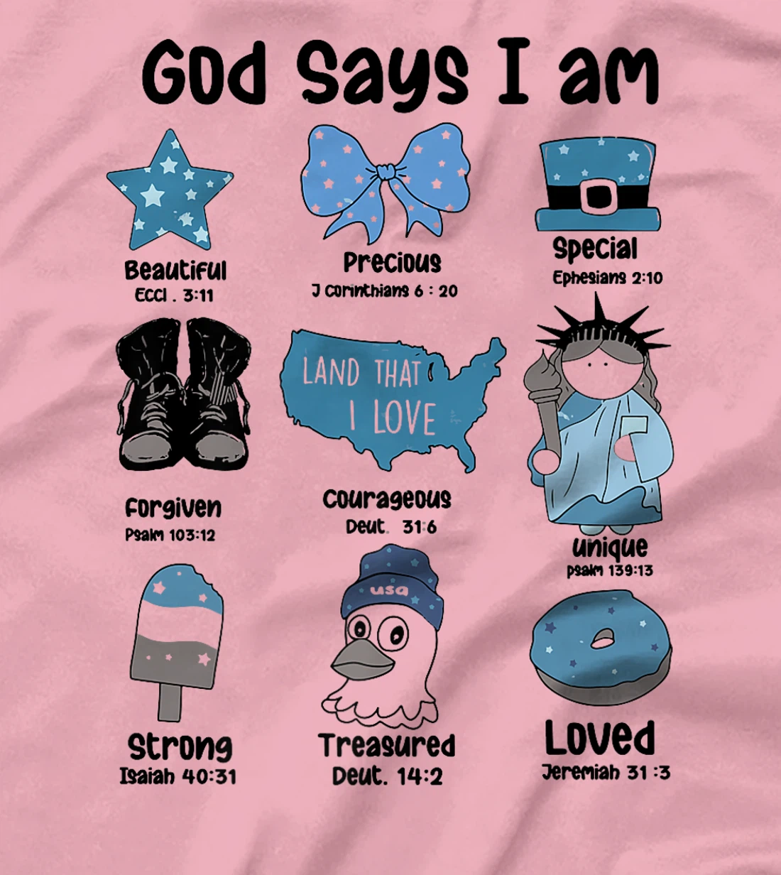 God Says I Am 4th of July Christian Patriotic Strong Loved Premium T-Shirt