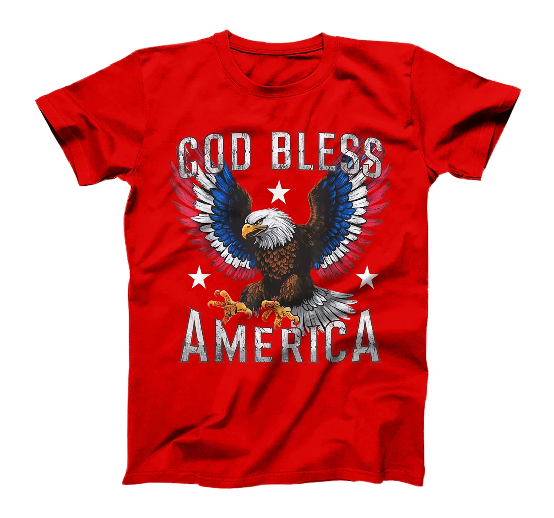 God Bless America Flying Eagle American Flag 4th of July T-Shirt