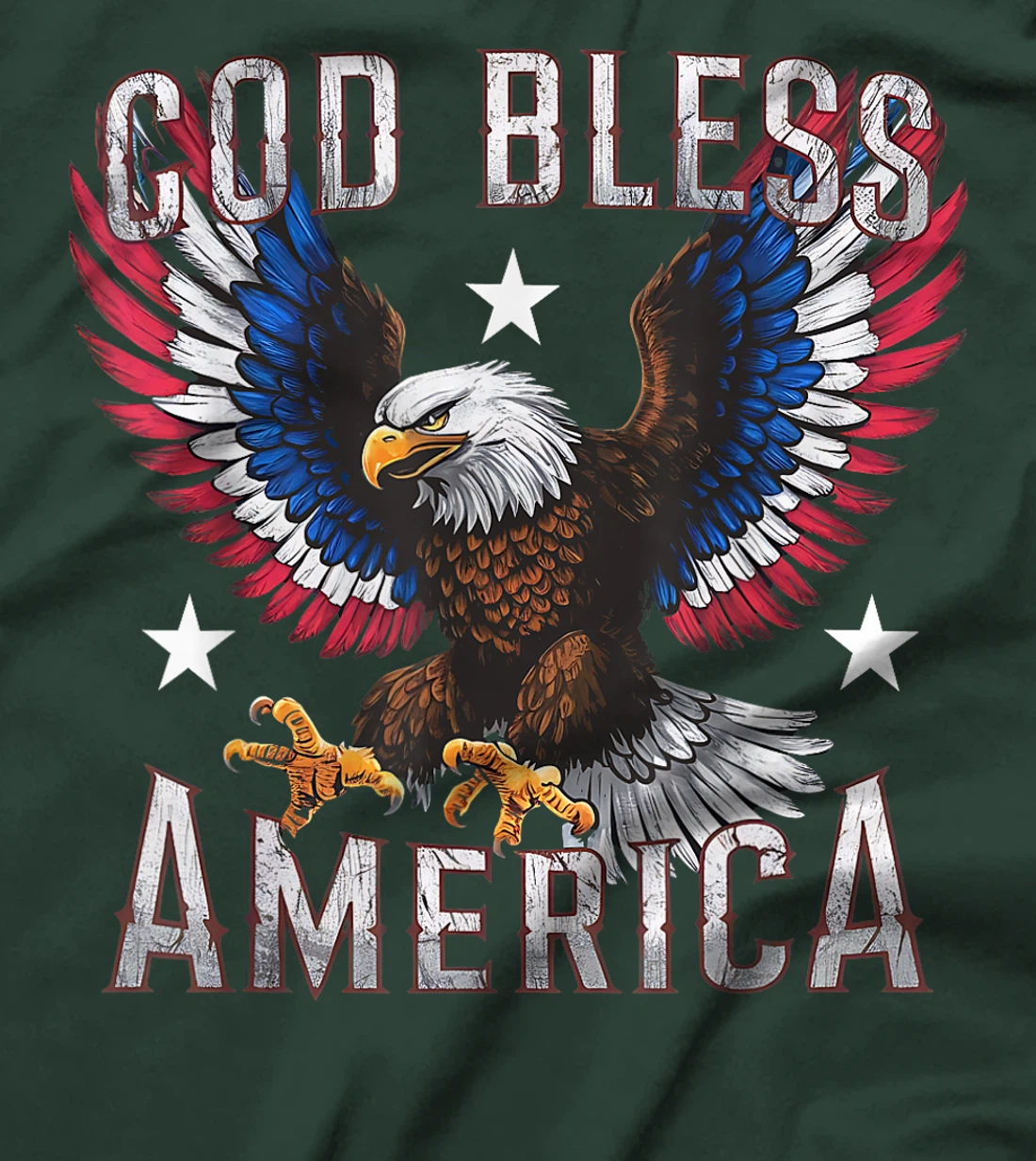 God Bless America Flying Eagle American Flag 4th of July T-Shirt