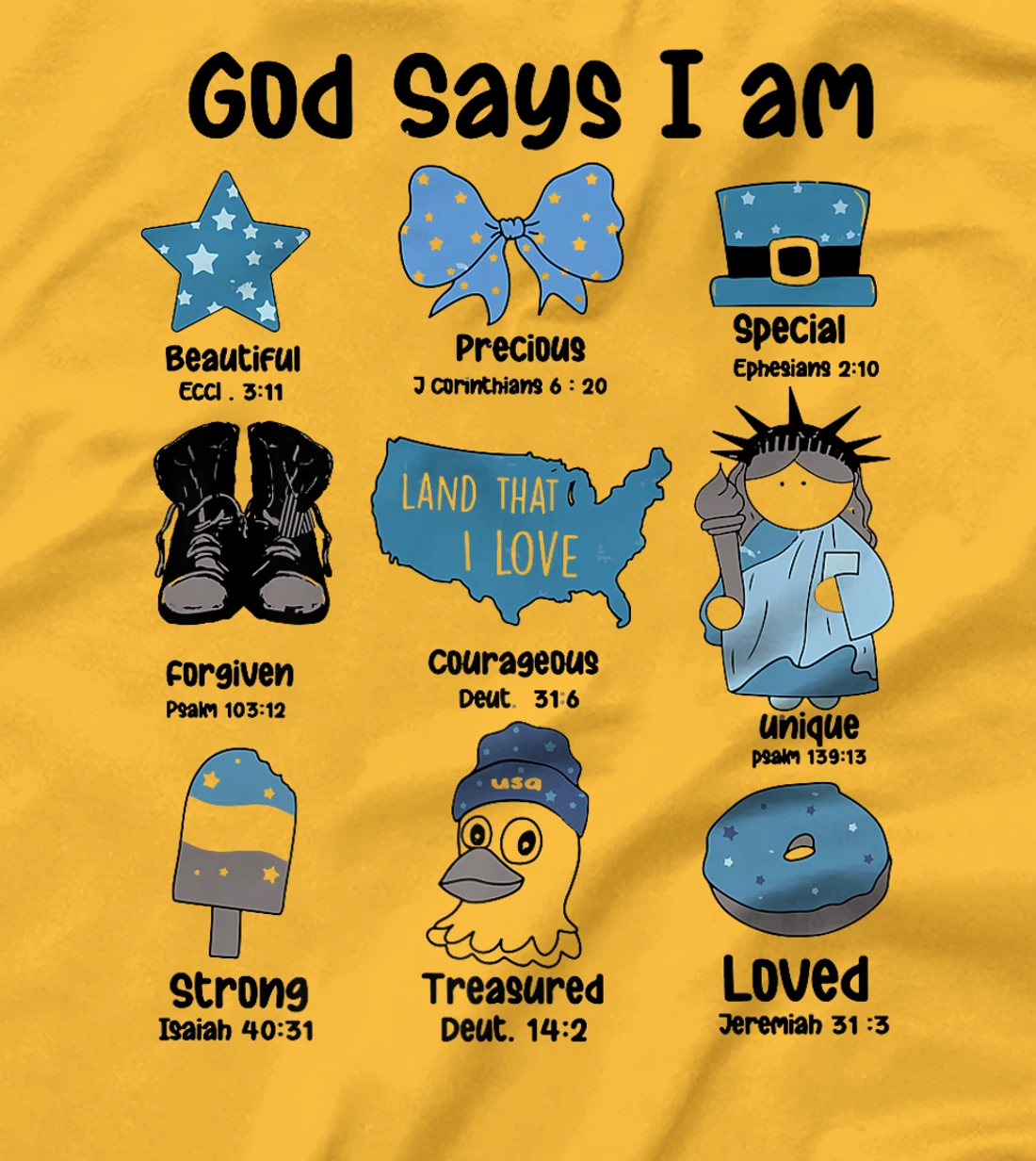 God Says I Am 4th of July Christian Patriotic Strong Loved Premium T-Shirt