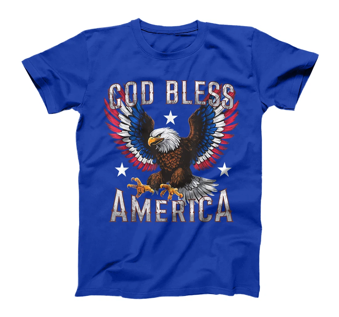 God Bless America Flying Eagle American Flag 4th of July T-Shirt