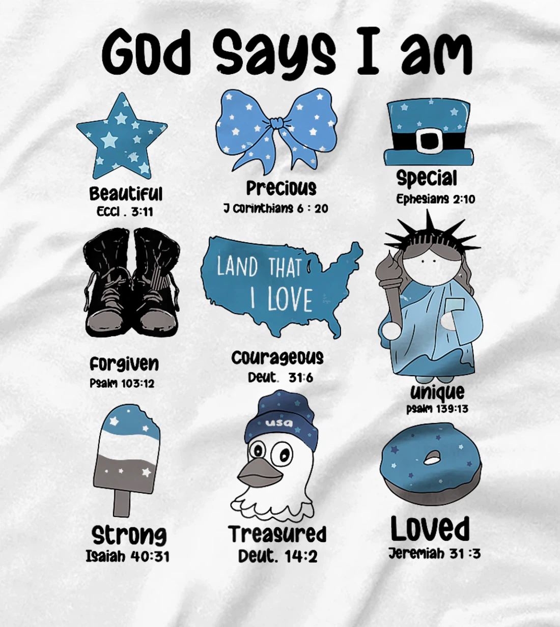 God Says I Am 4th of July Christian Patriotic Strong Loved Premium T-Shirt
