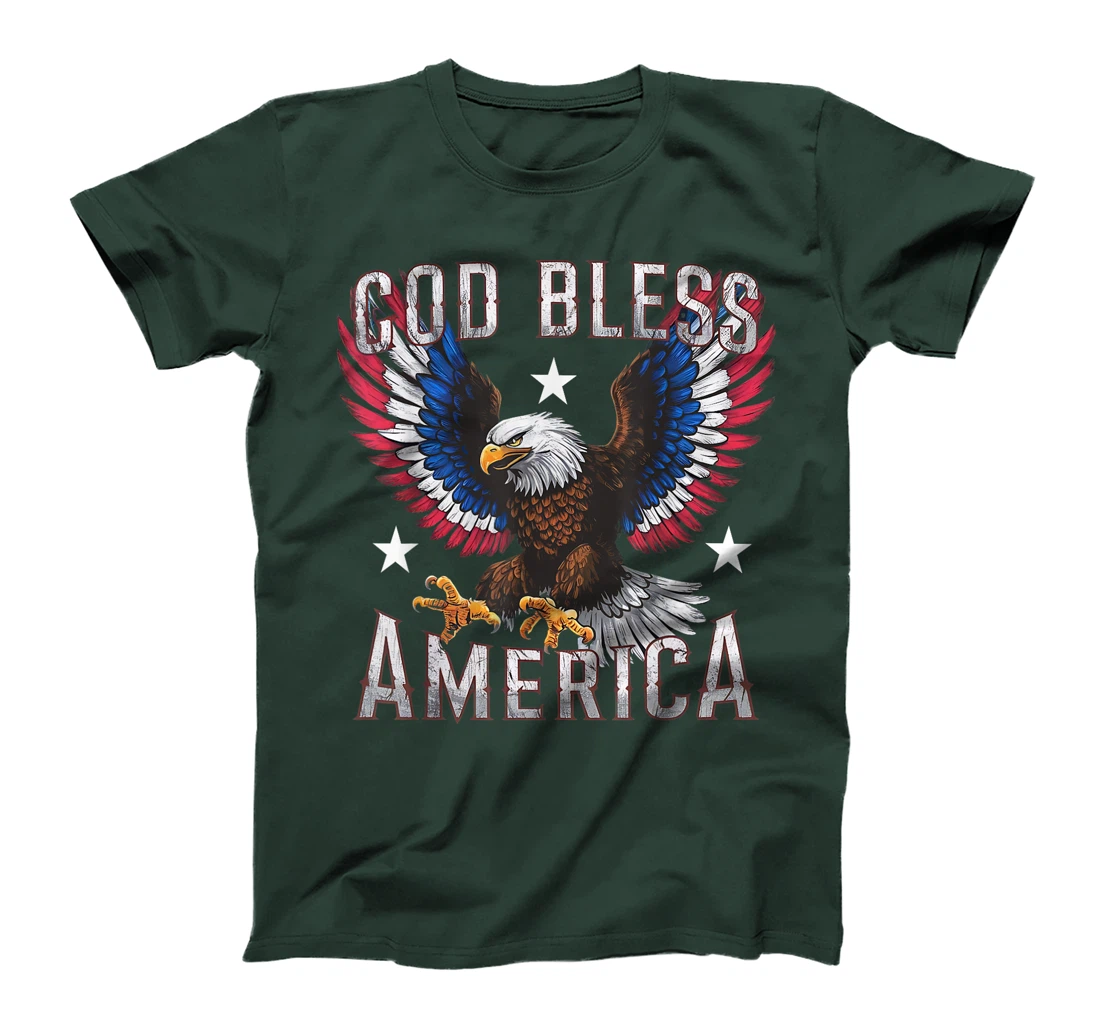 God Bless America Flying Eagle American Flag 4th of July T-Shirt