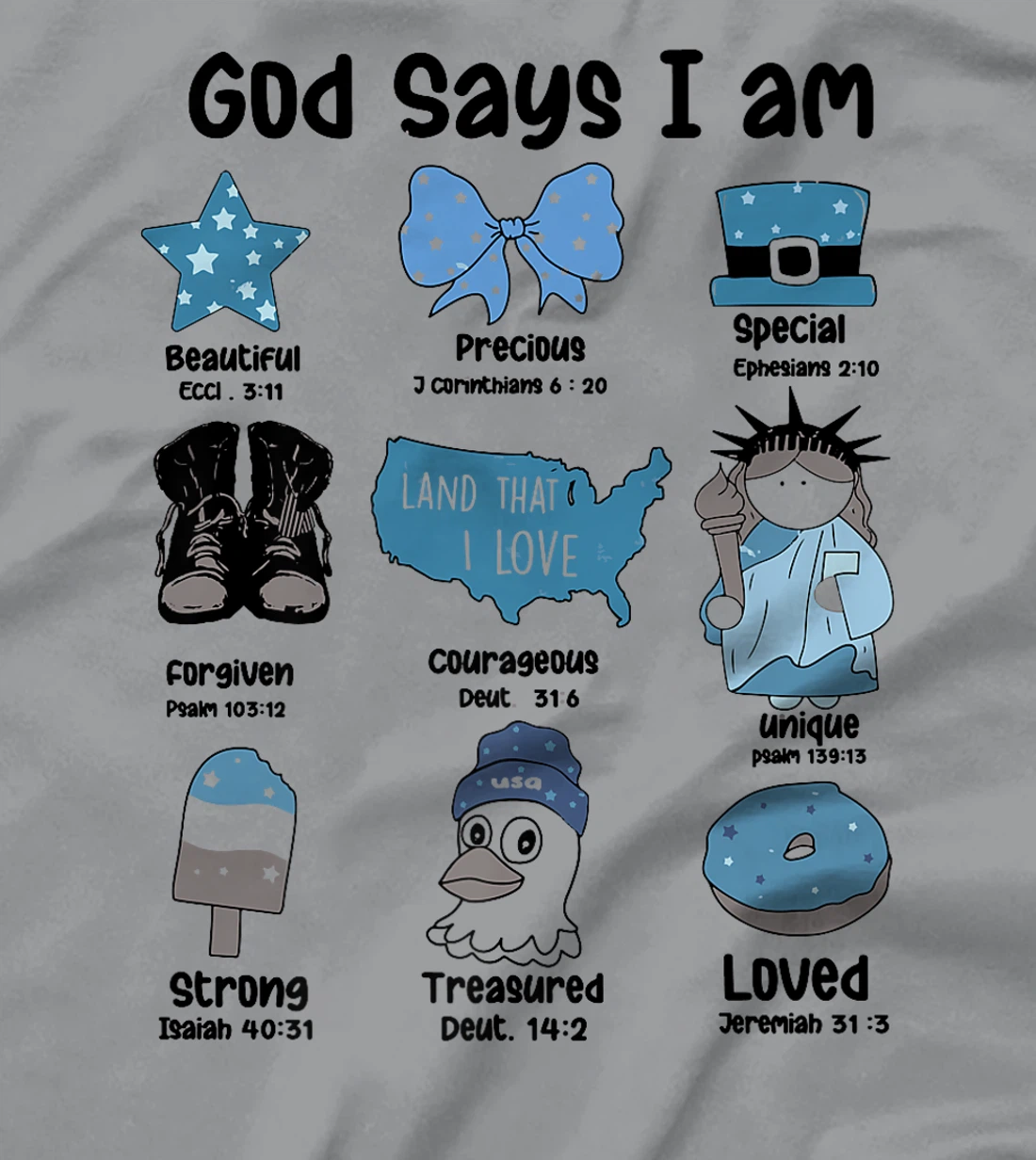 God Says I Am 4th of July Christian Patriotic Strong Loved Premium T-Shirt