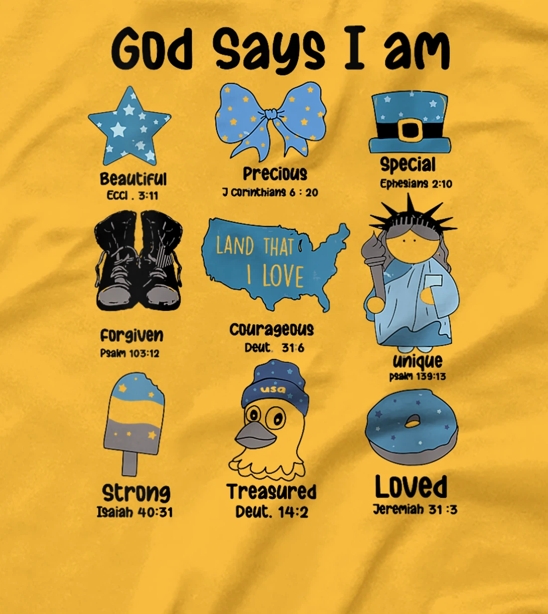 Womens God Says I Am 4th of July Christian Patriotic Strong Loved T-Shirt