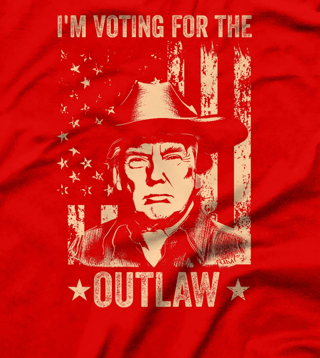 I'm Voting for the Outlaw US Flag Trump Cowboy Vintage Premium T-Shirt