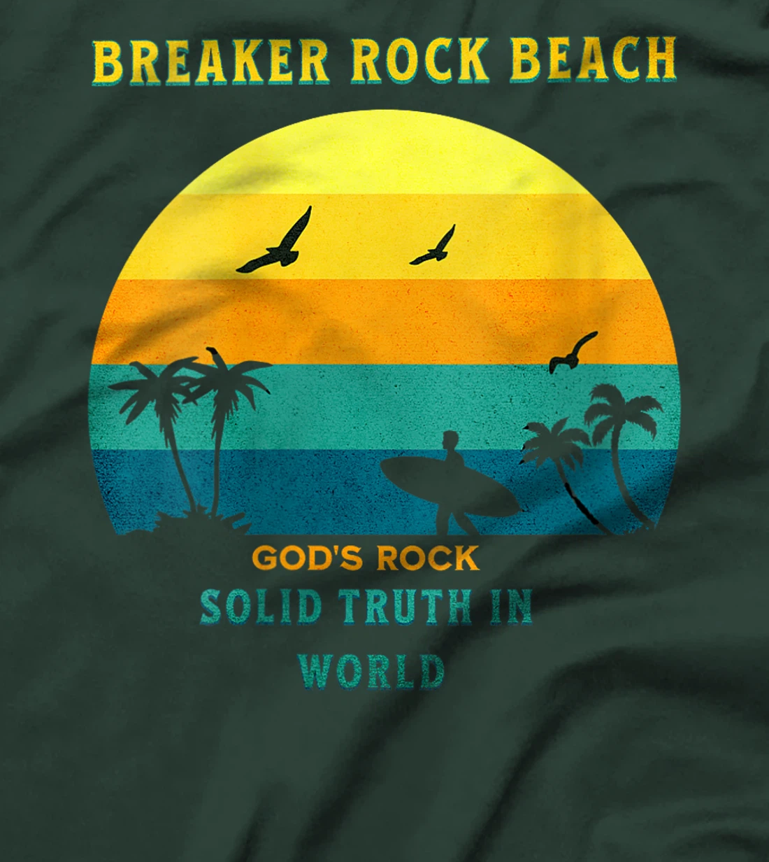 Womens Breaker Rock Beach God's Rock Solid Beach VBS 2024 Retro T-Shirt
