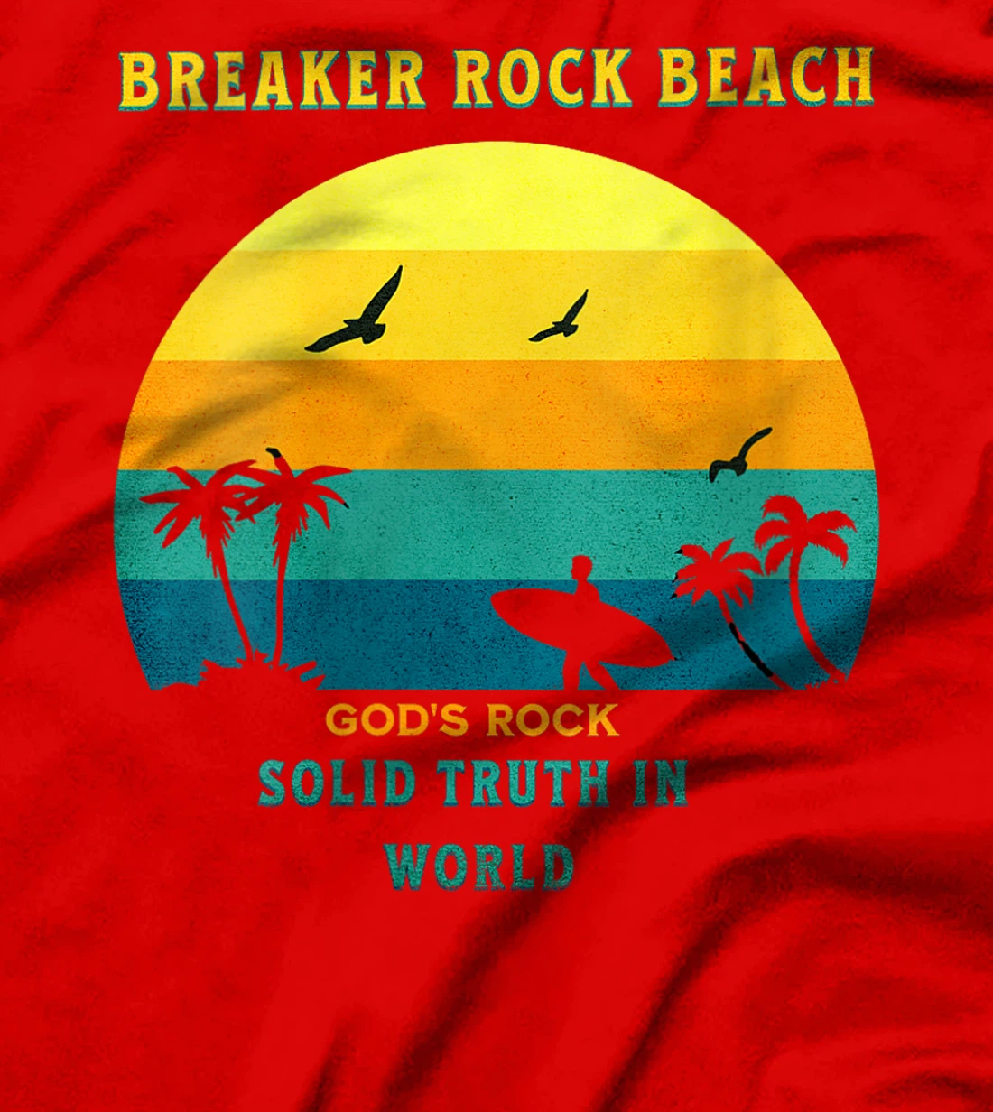 Womens Breaker Rock Beach God's Rock Solid Beach VBS 2024 Retro T-Shirt
