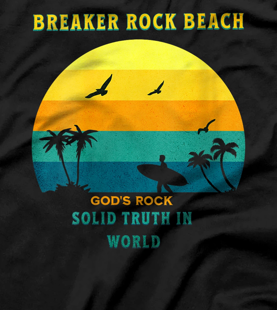 Womens Breaker Rock Beach God's Rock Solid Beach VBS 2024 Retro T-Shirt