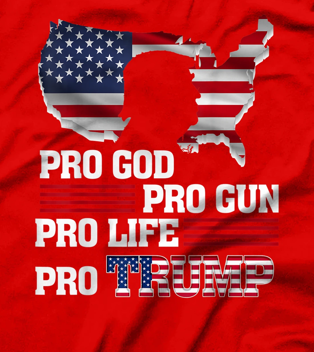 Womens Pro Trump 2024 American Flag Pro-Life Pro-God Pro-Gun T-Shirt