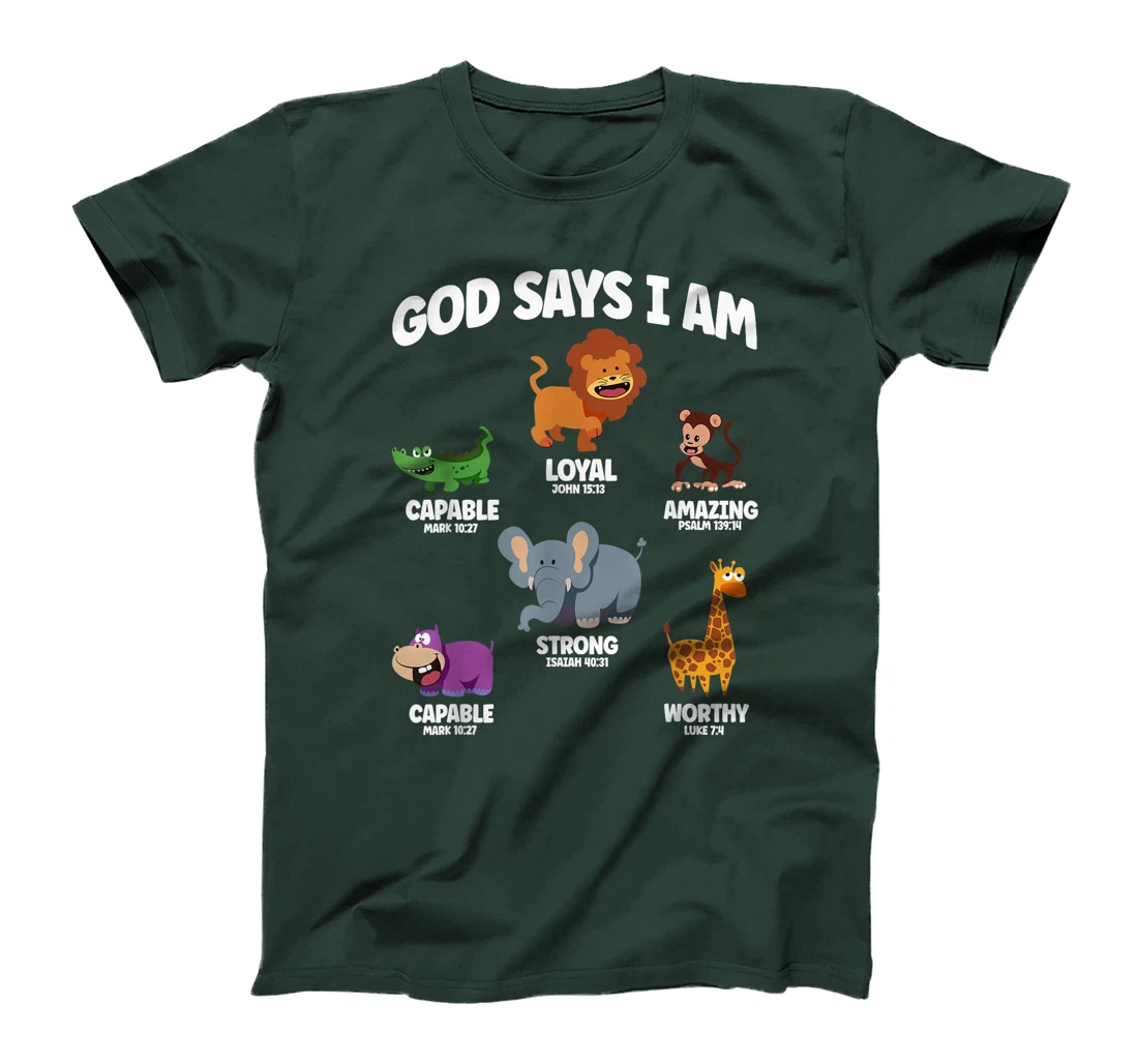 God Says I Am Safari Animal Lover Kids Christian T-Shirt