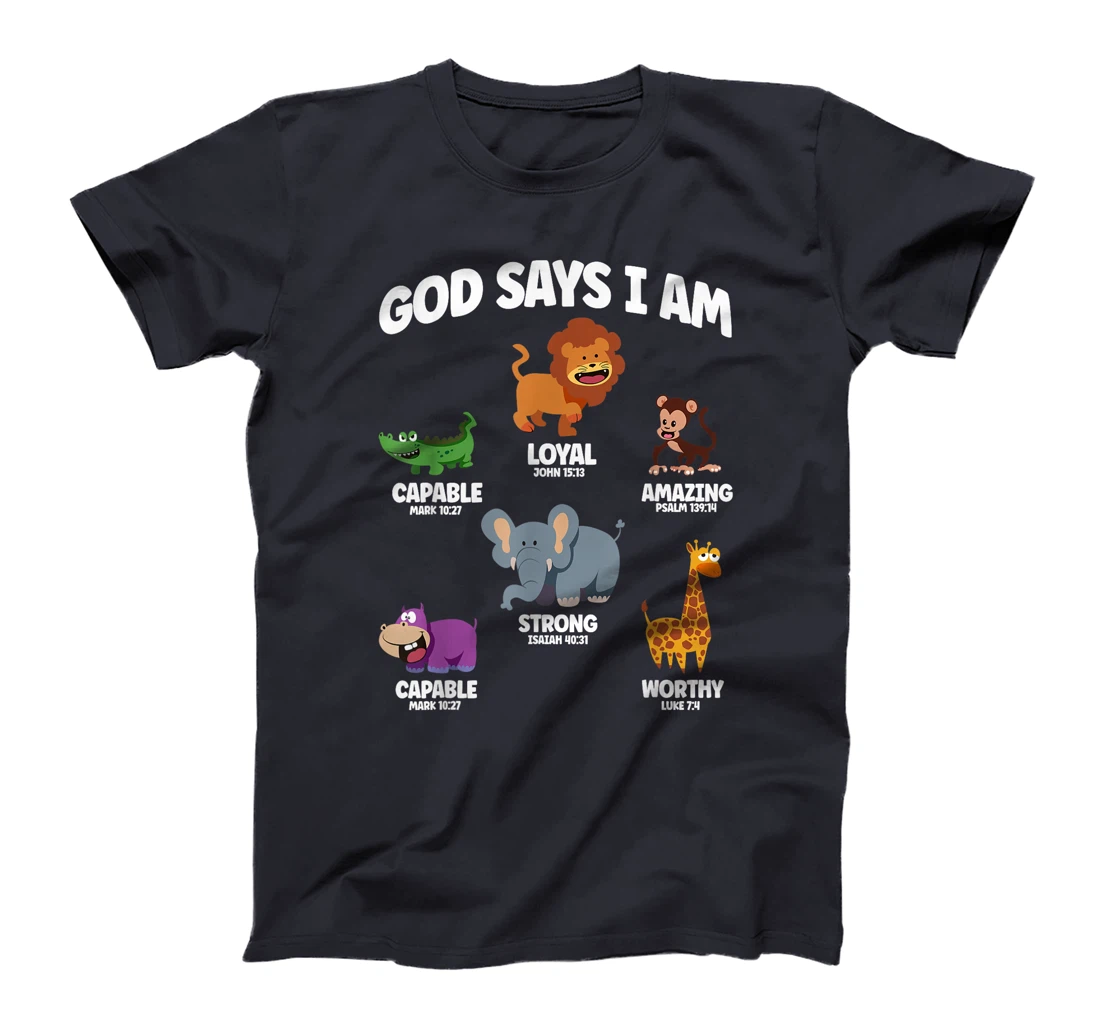 God Says I Am Safari Animal Lover Kids Christian T-Shirt