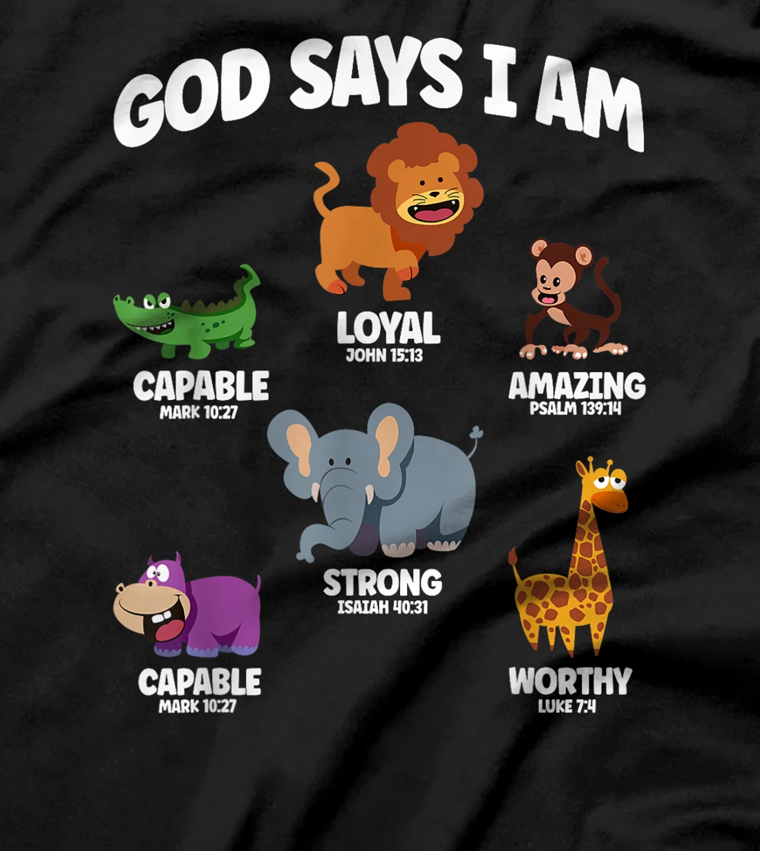 God Says I Am Safari Animal Lover Kids Christian T-Shirt