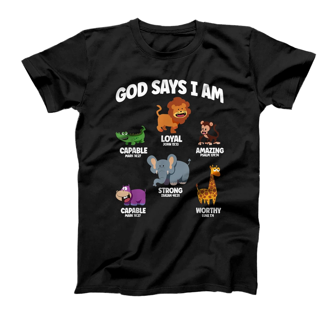 God Says I Am Safari Animal Lover Kids Christian T-Shirt