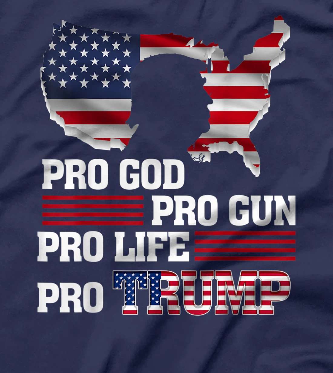Womens Pro Trump 2024 American Flag Pro-Life Pro-God Pro-Gun T-Shirt