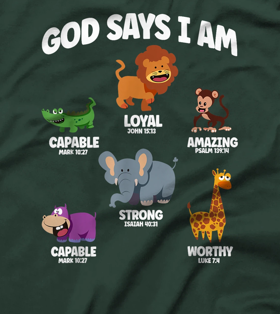 God Says I Am Safari Animal Lover Kids Christian T-Shirt