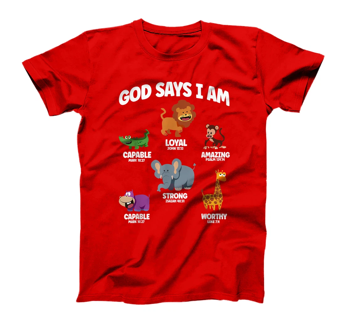 God Says I Am Safari Animal Lover Kids Christian T-Shirt