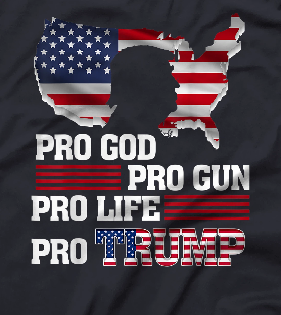 Womens Pro Trump 2024 American Flag Pro-Life Pro-God Pro-Gun T-Shirt