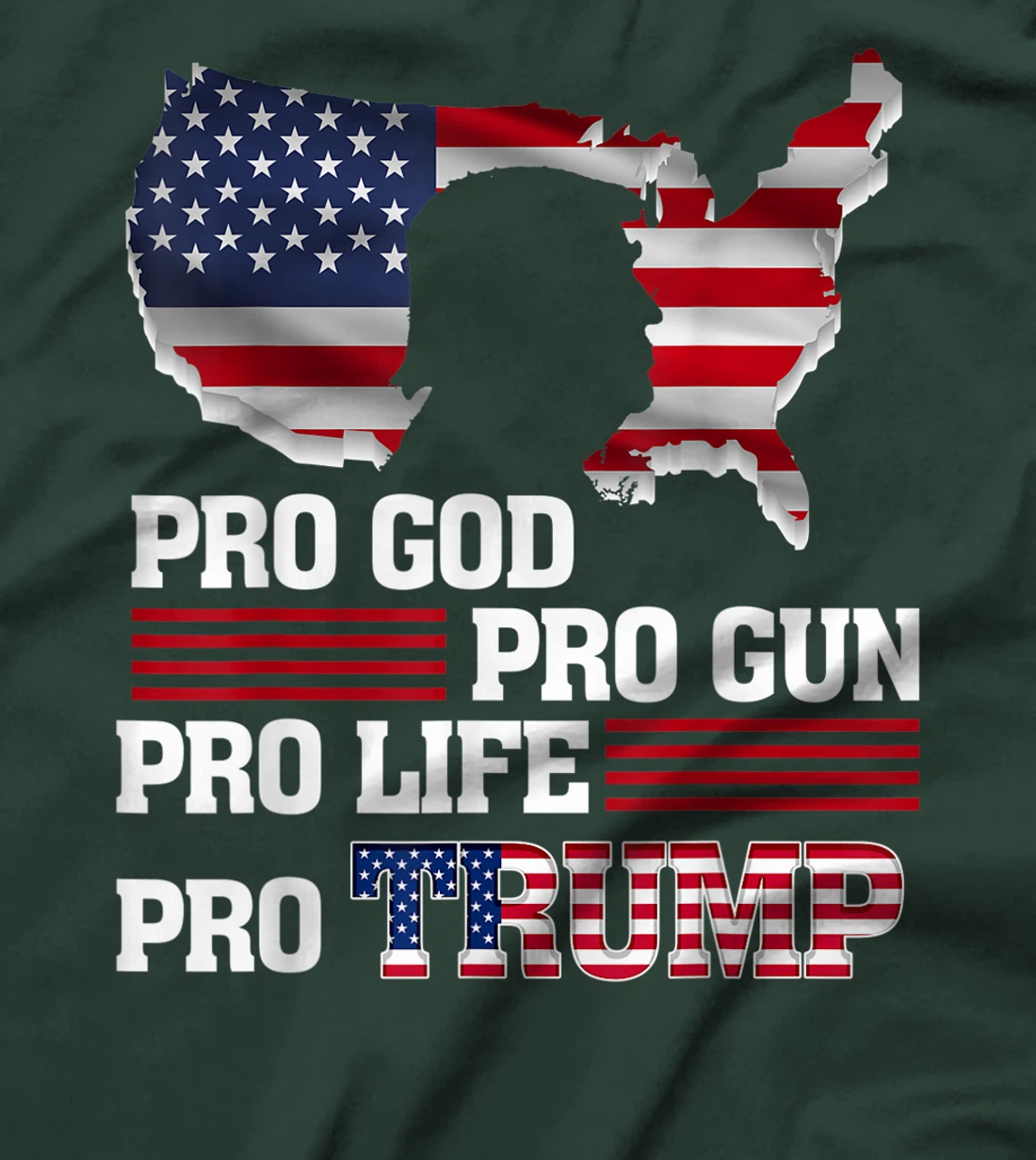 Womens Pro Trump 2024 American Flag Pro-Life Pro-God Pro-Gun T-Shirt