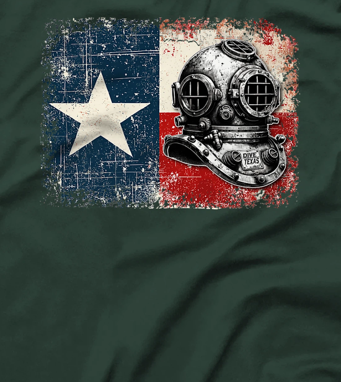 Vintage Texas Flag Scuba Diver - Funny Scuba Diving Premium T-Shirt