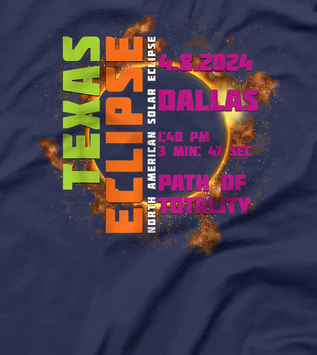 Womens Dallas Texas 2024 Total Solar Eclipse Path of Totality T-Shirt