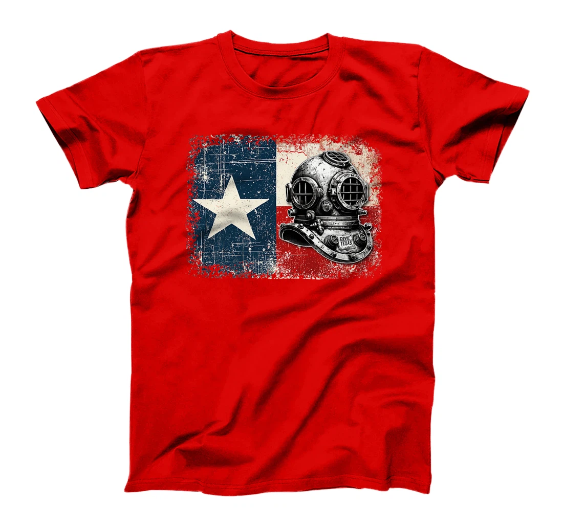 Vintage Texas Flag Scuba Diver - Funny Scuba Diving Premium T-Shirt