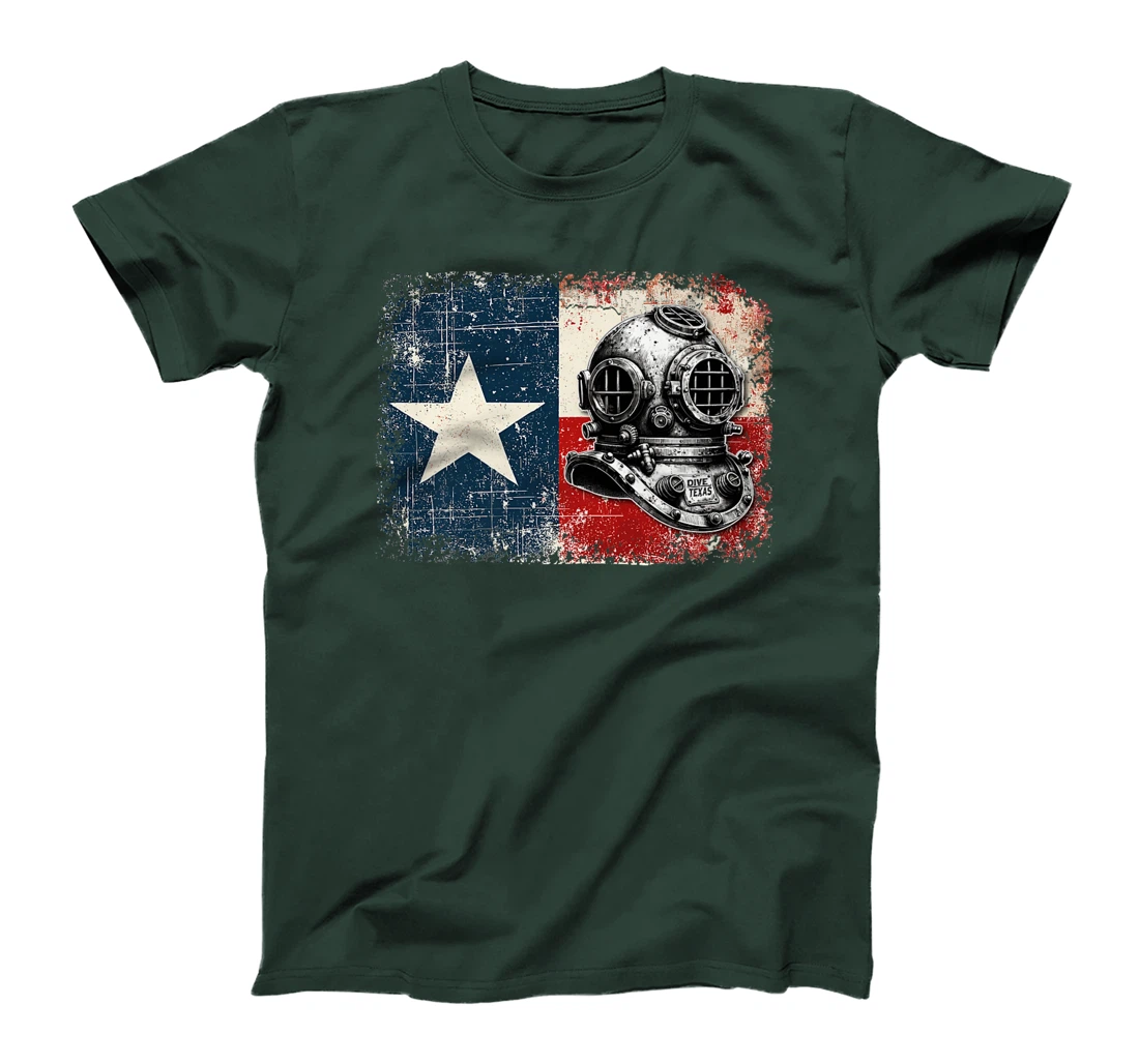 Vintage Texas Flag Scuba Diver - Funny Scuba Diving Premium T-Shirt