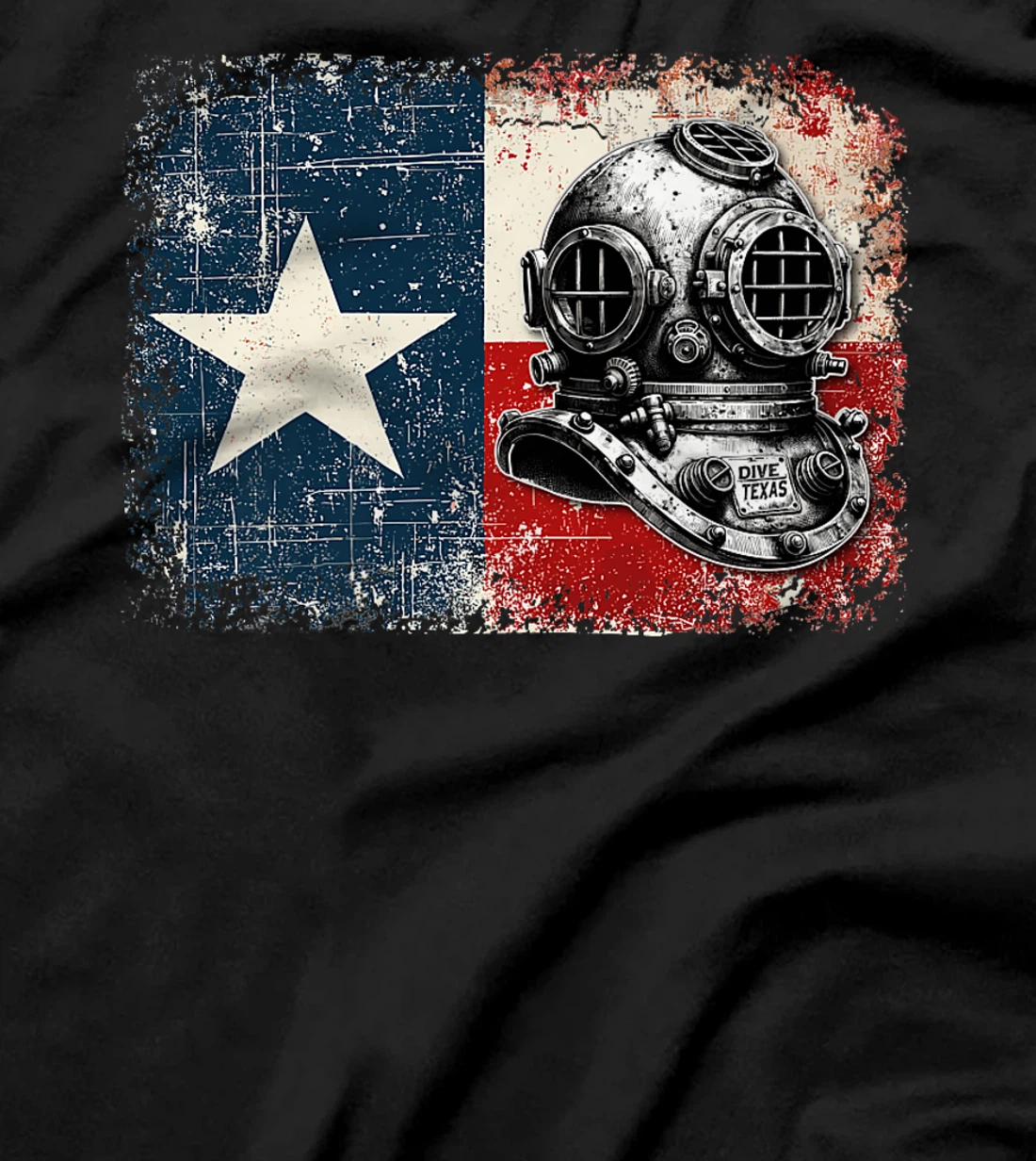 Vintage Texas Flag Scuba Diver - Funny Scuba Diving Premium T-Shirt