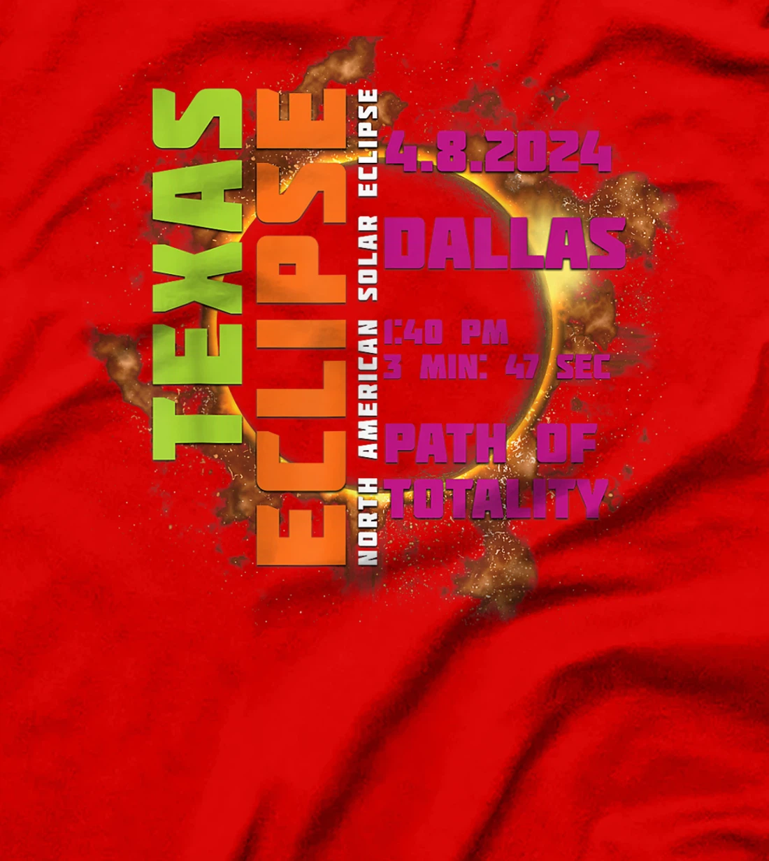Womens Dallas Texas 2024 Total Solar Eclipse Path of Totality T-Shirt