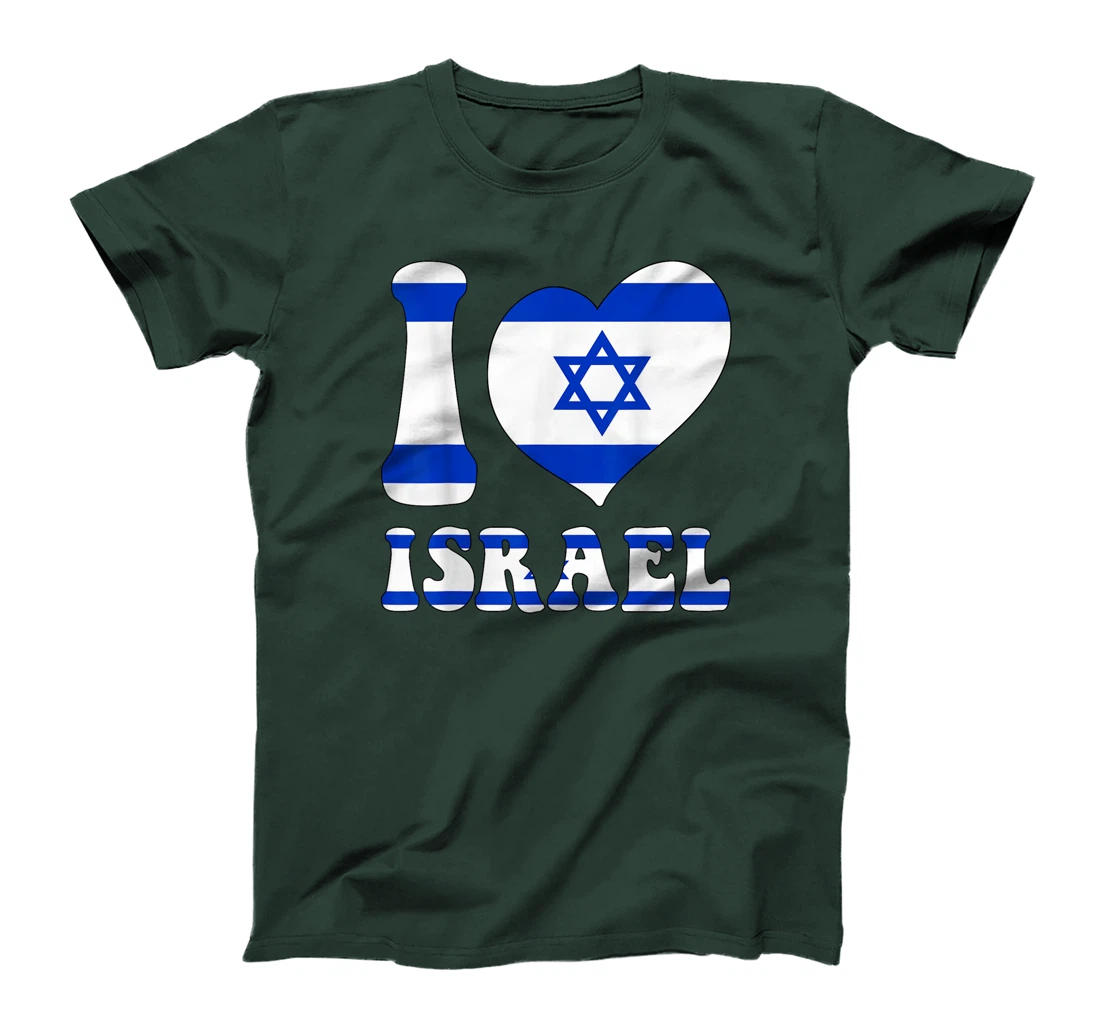 I Love Israel Proud To Be Israeli Israel Flag Heart Graphic T-Shirt